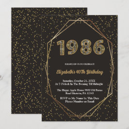 Elegant Vintage Year 1986 40th Birthday Party Einladung