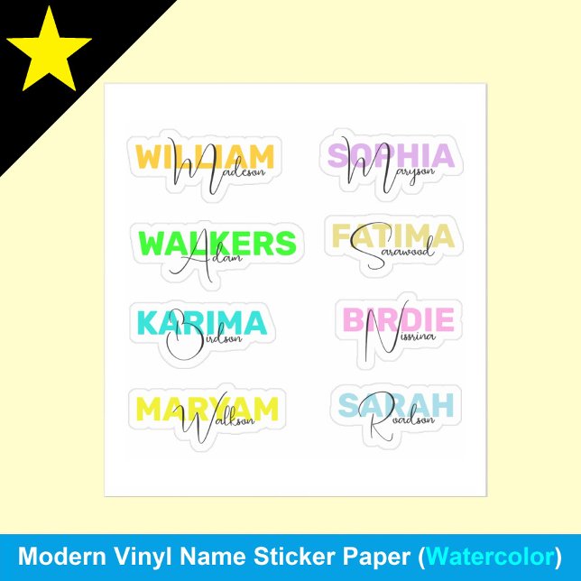 Elegant Vinyl Full Names, Best Waterproof Stickers Aufkleber (Cute water bottle stickers
Back-to-school name labels
Durable vinyl name tags
Girly personalized)