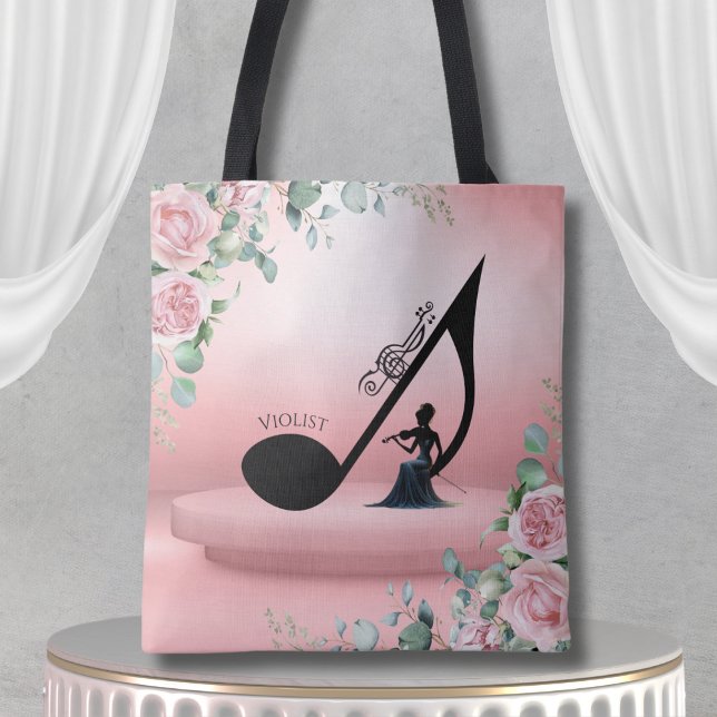 Elegant Viola Player Pink Floral Violist Music (Makes a wonderful, personalized gift for any passionate viola player or music instructor)