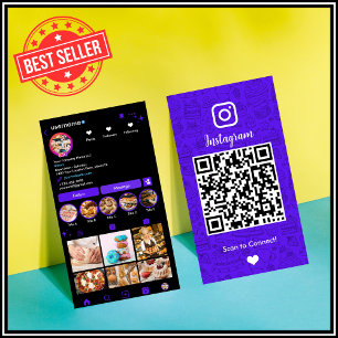 Elegant Violet Chef & Bakery Instagram QR Visitenkarte