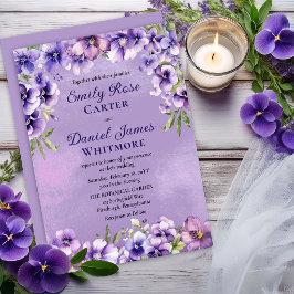 Elegant Violet Floral Wedding for Mature Couple Einladung