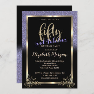 Elegant Violet Glitzer Ombre 50. Geburtstagsparty Einladung