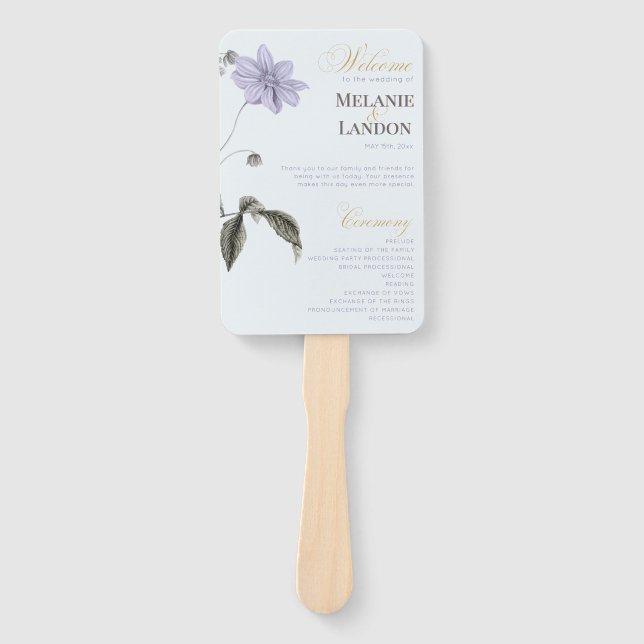 Elegant Violet & Mint Hydrangea Wedding Hand Fan Fächer (Vorderseite)