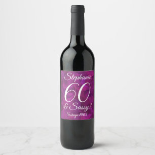 Elegant Violet Rose 60 und Sassy Birthday Weinetikett