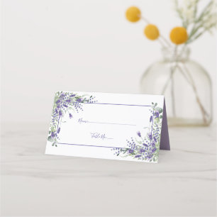 Elegant Violet Watercolor Grüne Landschaft Hochzei Platzkarte