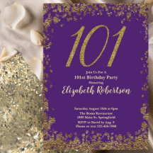 Elegant Violett und Gold 101. Geburtstag
