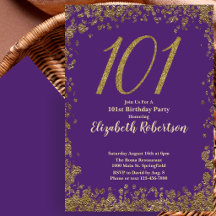 Elegant Violett und Gold 101. Geburtstag