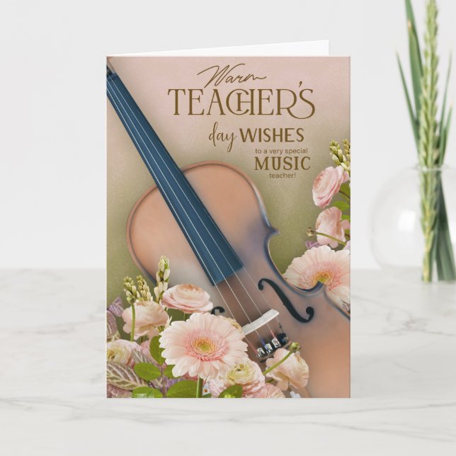 Elegant violin Teacher’s Day Floral Karte (Vorderseite)