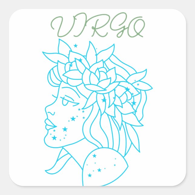 Elegant Virgo Zodiac Sign T-Shirt Astrology Gift  Quadratischer Aufkleber (Vorderseite)