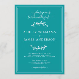 Elegant Viridian Green Wedding Einladung