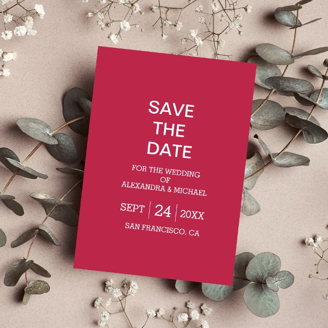 Elegant Viva Magenta Script Wedding Save The Date (Von Creator hochgeladen)