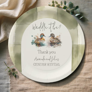 Elegant Waddle es sei Mallard Enck Gender Reveal Pappteller