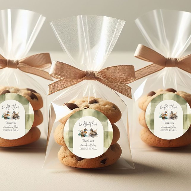 Elegant Waddle es sei Mallard Enck Gender Reveal Runder Aufkleber (Von Creator hochgeladen)