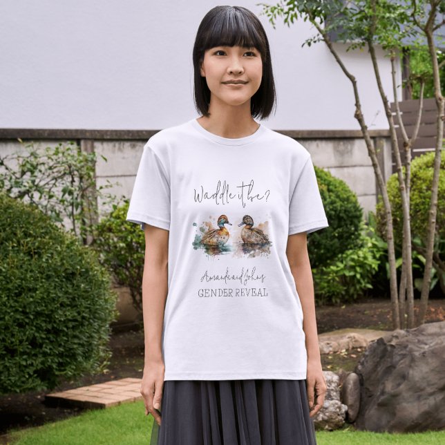 Elegant Waddle It Be Duck Gender Reveal Dekoration T-Shirt (Von Creator hochgeladen)