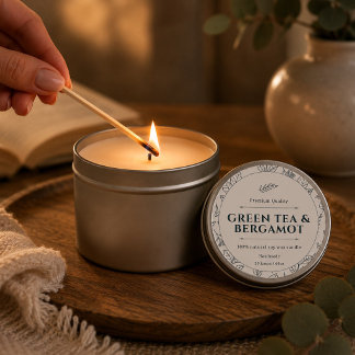 Elegant Warm Milky Creamy Botanic Candle Labels Runder Aufkleber