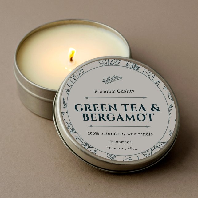 Elegant Warm Milky Creamy Botanic Candle Labels Runder Aufkleber (Elegant Warm Milky Creamy Botanic Candle Labels )