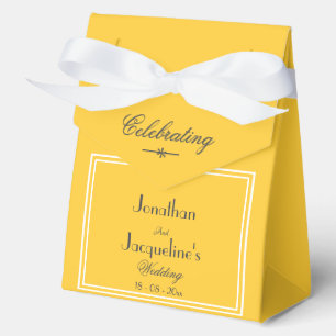 Elegant Warm Sunshine Yellow Script Names Wedding Geschenkschachtel