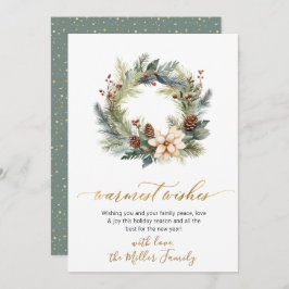 Elegant Warmest wünscht Script Wreath Greenerity Feiertagskarte
