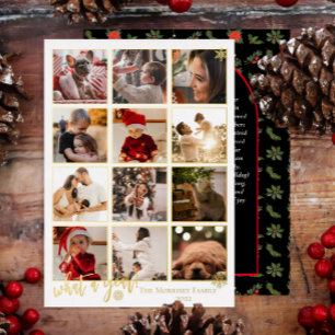 Elegant Was für eine 12-Foto-Schneeflocken-Nachric Folien Feiertagskarte