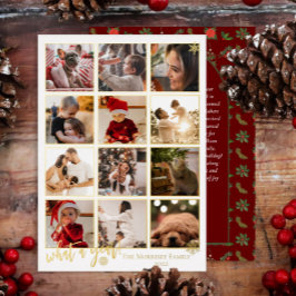 Elegant Was für eine 12-Foto-Schneeflocken-Nachric Folien Feiertagskarte