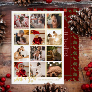 Elegant Was für eine 12-Foto-Schneeflocken-Nachric Folien Feiertagskarte