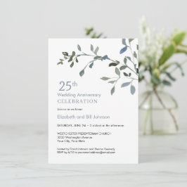 Elegant Watercolor 25. Hochzeitstag Einladung
