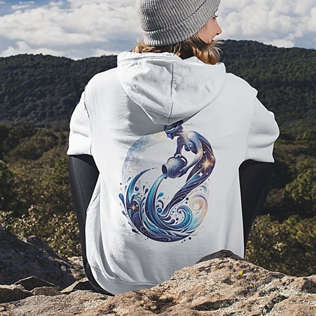Elegant Watercolor Aquarius Zodiac Women's Hoodie (Von Creator hochgeladen)