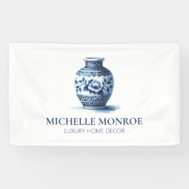 Elegant Watercolor Blue Ginger Jar Designer, Dekor Banner