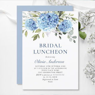 Elegant Watercolor Blue Hydrangea BRIDAL LUNCHEON Einladung