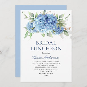 Elegant Watercolor Blue Hydrangea BRIDAL LUNCHEON Einladung