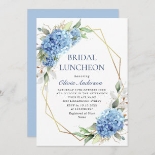 Elegant Watercolor Blue Hydrangea BRIDAL LUNCHEON Einladung