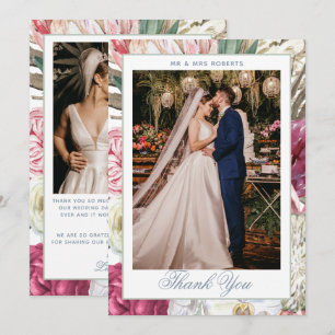 Elegant Watercolor Boho Floral Wedding Dankeskarte