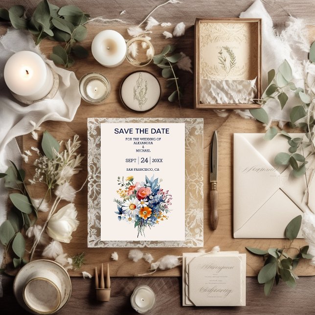 Elegant Watercolor Boho Floral Wedding Save The Date (Von Creator hochgeladen)