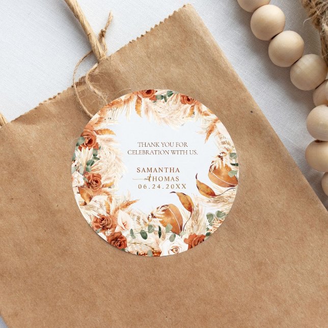 Elegant Watercolor Boho Wedding Sticker (Von Creator hochgeladen)