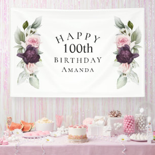 Elegant Watercolor Botanical 100. Geburtstag Banner