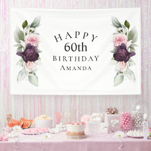 Elegant Watercolor Botanical 60. Geburtstag Banner