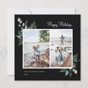 Elegant Watercolor Botanical Greenery Photo Feiertagskarte