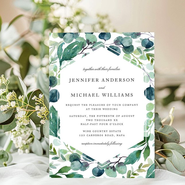 Elegant Watercolor Botanical Greenery Wedding Einladung (Von Creator hochgeladen)