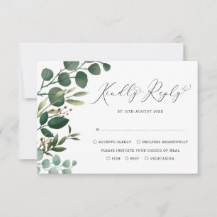 Elegant Watercolor Botanische Grünpflanzen Hochzei Karte