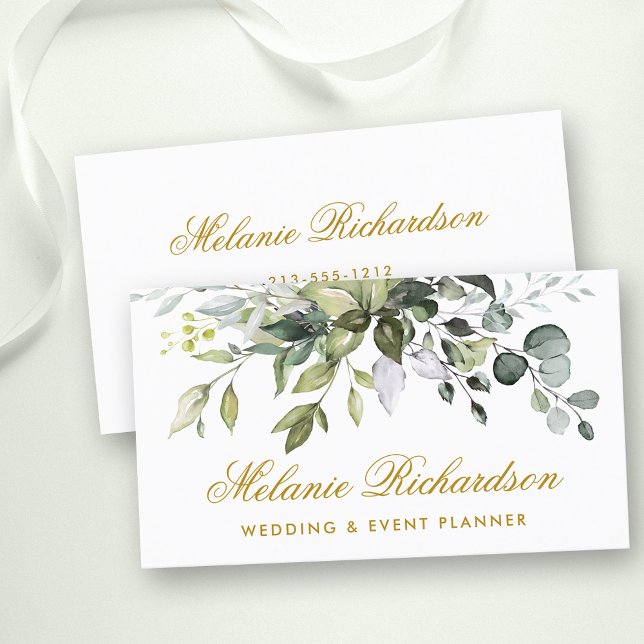 Elegant Watercolor Botanische Vegetation Visitenkarte (Customize to change text size, color or text style.)