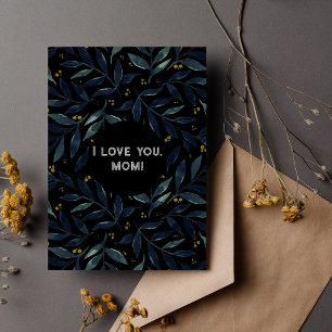 Elegant watercolor branches I love you mom Postkarte