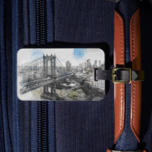 Elegant Watercolor Brooklyn Bridge NYC Gepäckanhänger
