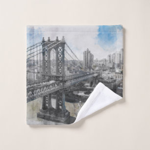 Elegant Watercolor Brooklyn Bridge NYC Waschlappen