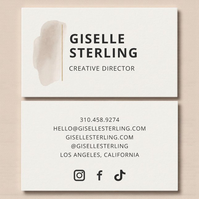 Elegant Watercolor Brushstroke Minimalist  Visitenkarte (Von Creator hochgeladen)