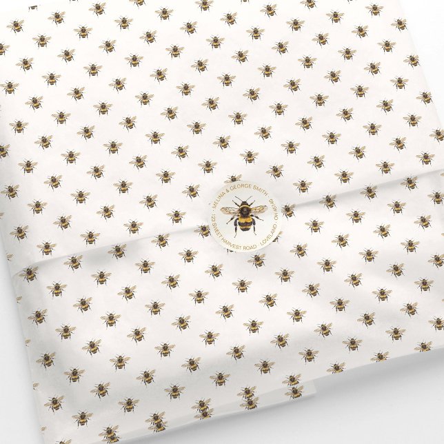 Elegant Watercolor Bumblebee Pattern Seidenpapier (Watercolor bumblebee tissue paper. Bee gift wrap, business packaging.)