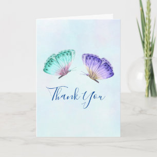 Elegant Watercolor Butterfly Duo WeddingThank You Karte