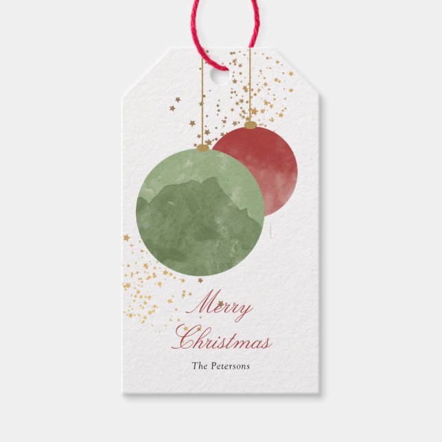 Elegant Watercolor Christmas Baubles Geschenkanhänger (Vorderseite)