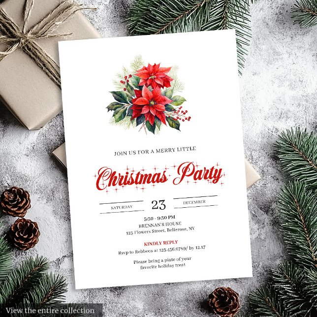 Elegant Watercolor Christmas Bouquet Holiday  Einladung (Elegant Watercolor Christmas Bouquet Holiday Invitation)