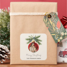 Elegant Watercolor Christmas Ornament Family Photo