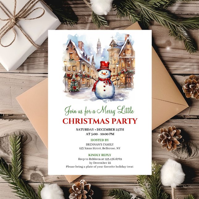 Elegant watercolor Christmas scene party invite Einladung (Elegant watercolor Christmas scene party invite)